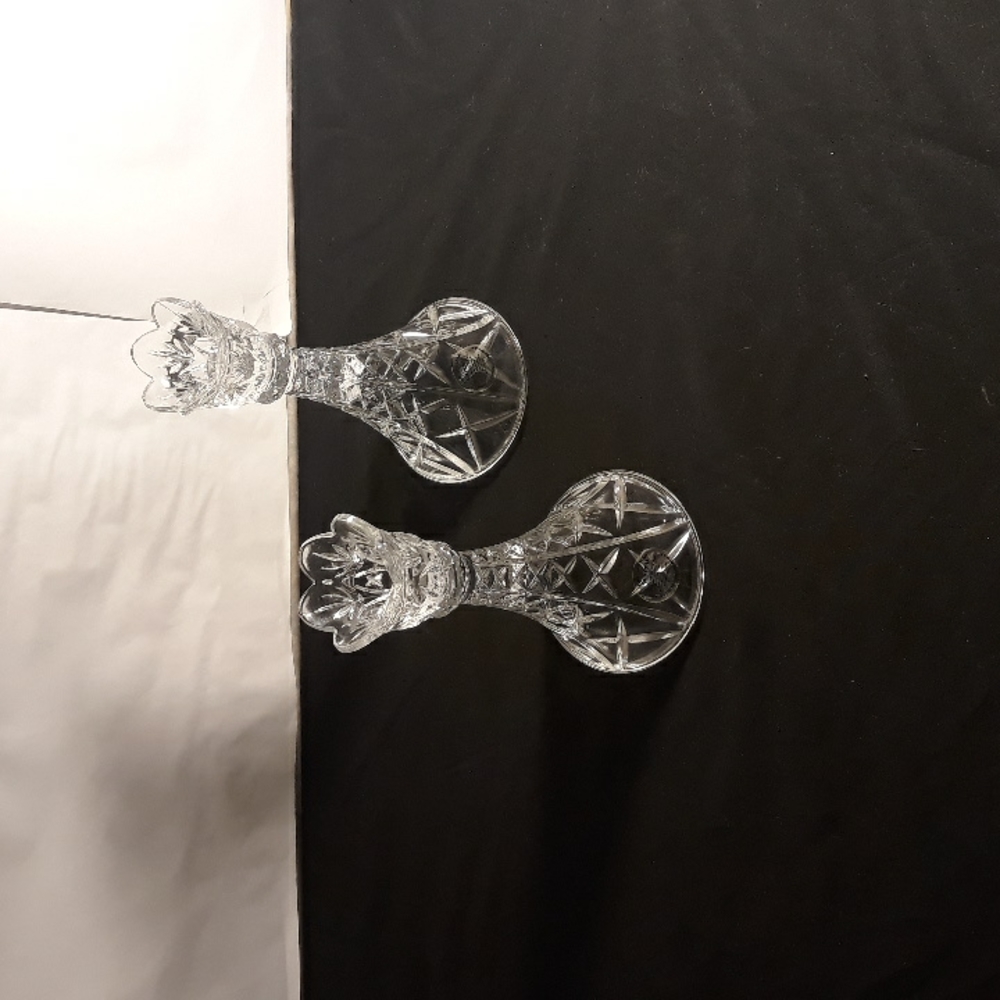 Imperial crystal candle holders, 8 inch tall, beautiful design.